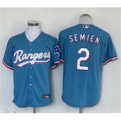 Men Texas Rangers 2 Marcus Semien Blue With Patch Cool Base Stitched MLB Jersey