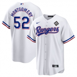 Men Texas Rangers 52 Jordan Montgomery White 2023 World Series Stitched Baseball Jersey