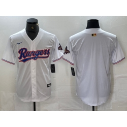 Men Texas Rangers Blank White 2024 Gold Collection Cool Base Stitched Baseball Jersey