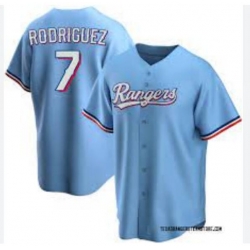 Men Texas Rangers Ivan Rodriguez #7 Light Blue Cool Base Stitched Baseball jersey