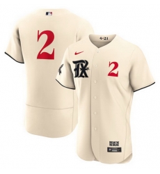 Men's Texas Rangers #2 Marcus Semien Cream 2023 City Connect Flex Base Stitched Baseball Jersey