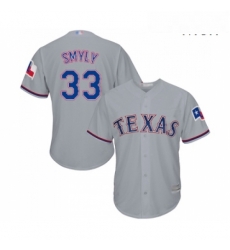 Mens Texas Rangers 33 Drew Smyly Replica Grey Road Cool Base Baseball Jersey 