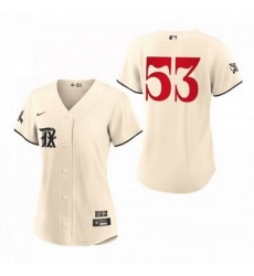 Women Texas Rangers 53 Adolis Garc EDa Cream 2023 City Connect Stitched Baseball Jersey