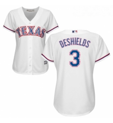 Womens Majestic Texas Rangers 3 Delino DeShields Authentic White Home Cool Base MLB Jersey