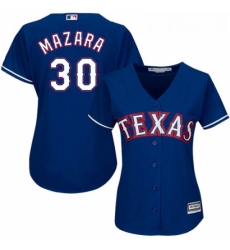 Womens Majestic Texas Rangers 30 Nomar Mazara Replica Royal Blue Alternate 2 Cool Base MLB Jersey