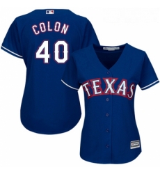 Womens Majestic Texas Rangers 40 Bartolo Colon Authentic Royal Blue Alternate 2 Cool Base MLB Jersey 