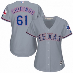 Womens Majestic Texas Rangers 61 Robinson Chirinos Replica Grey Road Cool Base MLB Jersey 