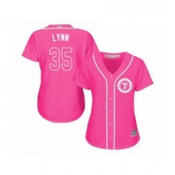 Womens Texas Rangers 35 Lance Lynn Replica Pink Fashion Cool Base Baseball Jersey 