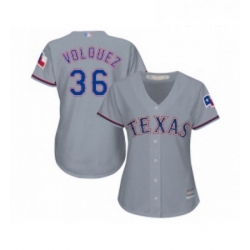 Womens Texas Rangers 36 Edinson Volquez Replica Grey Road Cool Base Baseball Jersey 