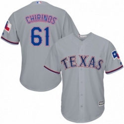 Youth Majestic Texas Rangers 61 Robinson Chirinos Authentic Grey Road Cool Base MLB Jersey 