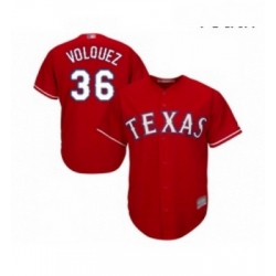 Youth Texas Rangers 36 Edinson Volquez Replica Red Alternate Cool Base Baseball Jersey 