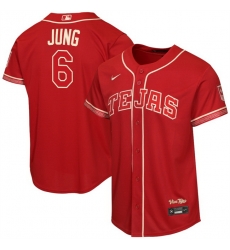 Youth Texas Rangers 6 Josh Jung Red 2026 City Connect Stadium Stitched Baseball Jersey Youth Texas Rangers 6 Josh Jung Red 2026 City Connect Stadium Stitched Baseball Jersey