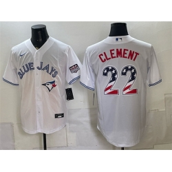 Men Toronto Blue Jays  22 Ernie Clement White 2026 USA 250 Fourth of July Stitched Baseball Jersey