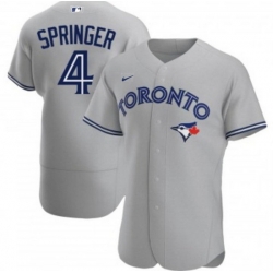 Men Toronto Blue Jays 4 George Springer Grey Flex Base Stitched Jerse