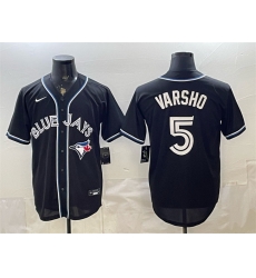 Men Toronto Blue Jays 5 Daulton Varsho 2026 Fashion Replica Black Out Stitched Baseball Jersey Men Toronto Blue Jays 5 Daulton Varsho 2026 Fashion Replica Black Out Stitched Baseball Jersey