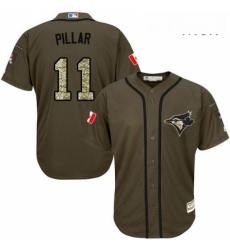 Mens Majestic Toronto Blue Jays 11 Kevin Pillar Replica Green Salute to Service MLB Jersey