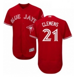 Mens Majestic Toronto Blue Jays 21 Roger Clemens Scarlet Flexbase Authentic Collection Alternate MLB Jersey