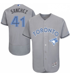 Mens Majestic Toronto Blue Jays 41 Aaron Sanchez Authentic Gray 2016 Fathers Day Fashion Flex Base MLB Jersey