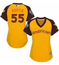 Womens Majestic Toronto Blue Jays 55 Russell Martin Authentic Yellow 2016 All Star American League BP Cool Base MLB Jersey