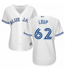 Womens Majestic Toronto Blue Jays 62 Aaron Loup Replica White Home MLB Jersey 