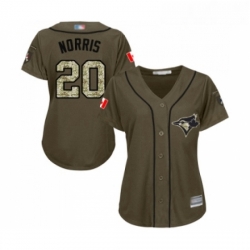 Womens Toronto Blue Jays 20 Bud Norris Authentic Green Salute to Service Baseball Jersey 