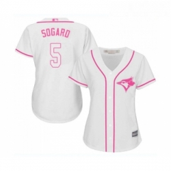 Womens Toronto Blue Jays 5 Eric Sogard Replica White Fashion Cool Base Baseball Jersey 