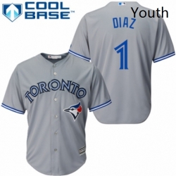 Youth Majestic Toronto Blue Jays 1 Aledmys Diaz Authentic Grey Road MLB Jersey 