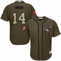 Youth Majestic Toronto Blue Jays 14 Justin Smoak Authentic Green Salute to Service MLB Jersey