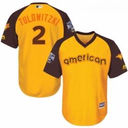 Youth Majestic Toronto Blue Jays 2 Troy Tulowitzki Authentic Yellow 2016 All Star American League BP Cool Base MLB Jersey