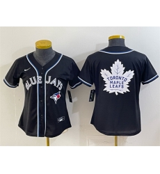 Youth Toronto Blue Jays Leafs With White Leafs Logo 2026 Fashion Replica Black Out Stitched Baseball Jersey Youth Toronto Blue Jays Leafs With White Leafs Logo 2026 Fashion Replica Black Out Stitched Baseball Jersey