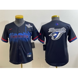 Youth Toronto Blue Jays Team Big Logo Navy 2025 World Series City Connect Limited Stitched Baseball Jersey