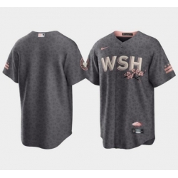 Men Washington Nationals Blank 2022 Grey City Connect Cherry Blossom Cool Base Stitched jersey