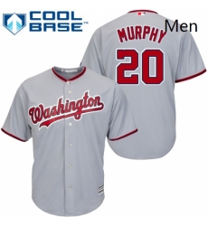 Mens Majestic Washington Nationals 20 Daniel Murphy Replica Grey Road Cool Base MLB Jersey