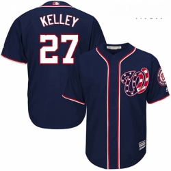 Mens Majestic Washington Nationals 27 Shawn Kelley Replica Navy Blue Alternate 2 Cool Base MLB Jersey