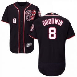 Mens Majestic Washington Nationals 8 Brian Goodwin Navy Blue Alternate Flex Base Authentic Collection MLB Jersey