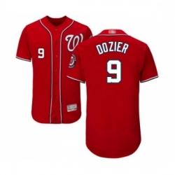 Mens Washington Nationals 9 Brian Dozier Red Alternate Flex Base Authentic Collection Baseball Jersey