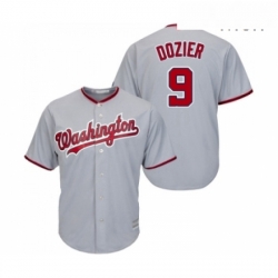 Mens Washington Nationals 9 Brian Dozier Replica Grey Road Cool Base Baseball Jersey 