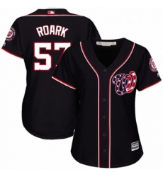 Womens Majestic Washington Nationals 57 Tanner Roark Replica Navy Blue Alternate 2 Cool Base MLB Jersey 