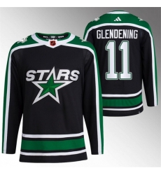 Men Dallas Stars 11 Luke Glendening Black 2022 23 Reverse Retro Stitched Jersey