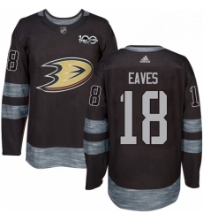 Mens Adidas Anaheim Ducks 18 Patrick Eaves Authentic Black 1917 2017 100th Anniversary NHL Jersey 