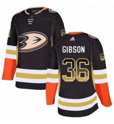 Mens Adidas Anaheim Ducks 36 John Gibson Authentic Black Drift Fashion NHL Jersey 