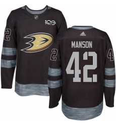 Mens Adidas Anaheim Ducks 42 Josh Manson Authentic Black 1917 2017 100th Anniversary NHL Jersey 