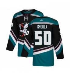 Mens Adidas Anaheim Ducks 50 Benoit Olivier Groulx Premier Black Teal Alternate NHL Jersey 