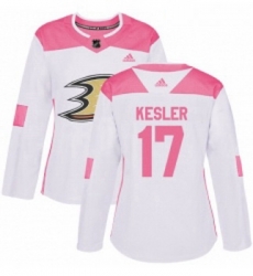 Womens Adidas Anaheim Ducks 17 Ryan Kesler Authentic WhitePink Fashion NHL Jersey 