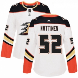 Womens Adidas Anaheim Ducks 52 Julius Nattinen Authentic White Away NHL Jersey 