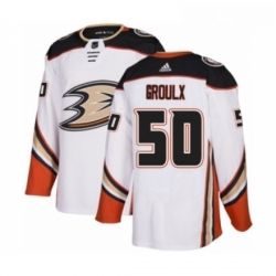 Youth Adidas Anaheim Ducks 50 Benoit Olivier Groulx Authentic White Away NHL Jersey 