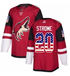 Mens Adidas Arizona Coyotes 20 Dylan Strome Authentic Red USA Flag Fashion NHL Jersey 