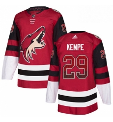 Mens Adidas Arizona Coyotes 29 Mario Kempe Authentic Maroon Drift Fashion NHL Jersey 