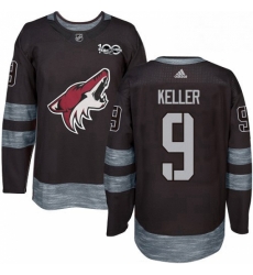 Mens Adidas Arizona Coyotes 9 Clayton Keller Authentic Black 1917 2017 100th Anniversary NHL Jersey 