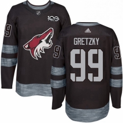 Mens Adidas Arizona Coyotes 99 Wayne Gretzky Premier Black 1917 2017 100th Anniversary NHL Jersey 